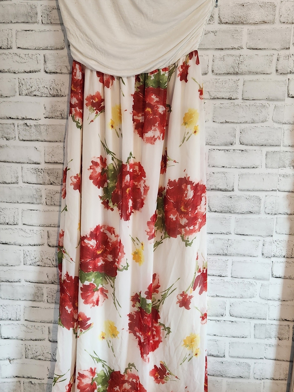 Plus Size Floral Maxi Dress 2X Strapless Lined